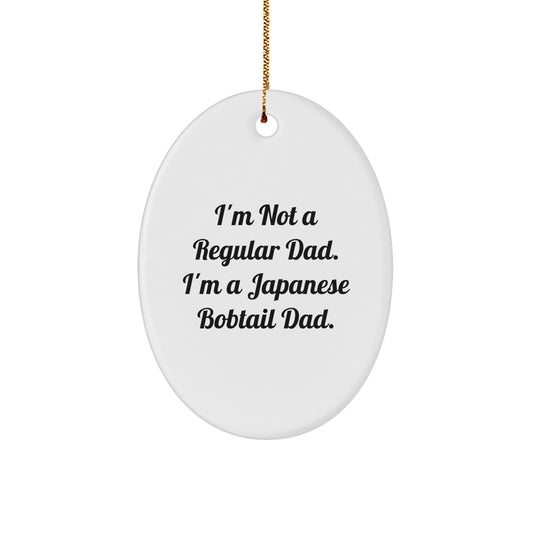 Funny Japanese Bobtail Cat Dad Gifts for Dad - Oval Ornament Christmas Unique - Image 1