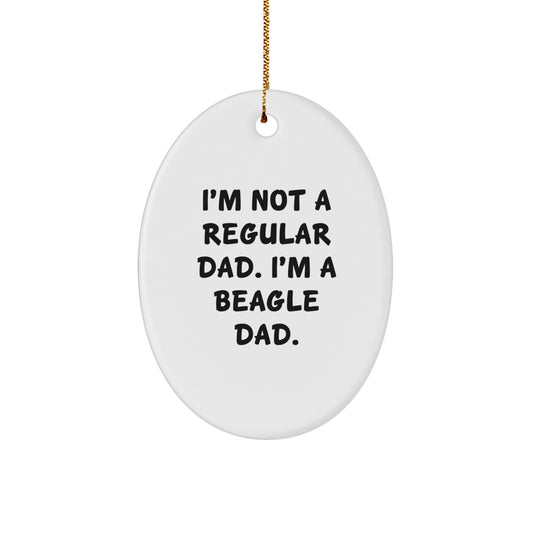 Funny Beagle Dog Dad Gifts from Men, Unique Oval Ornaments for Christmas Decor, Inspirational Dad Quotes, Perfect for Beagle Dog Lovers - Image 1