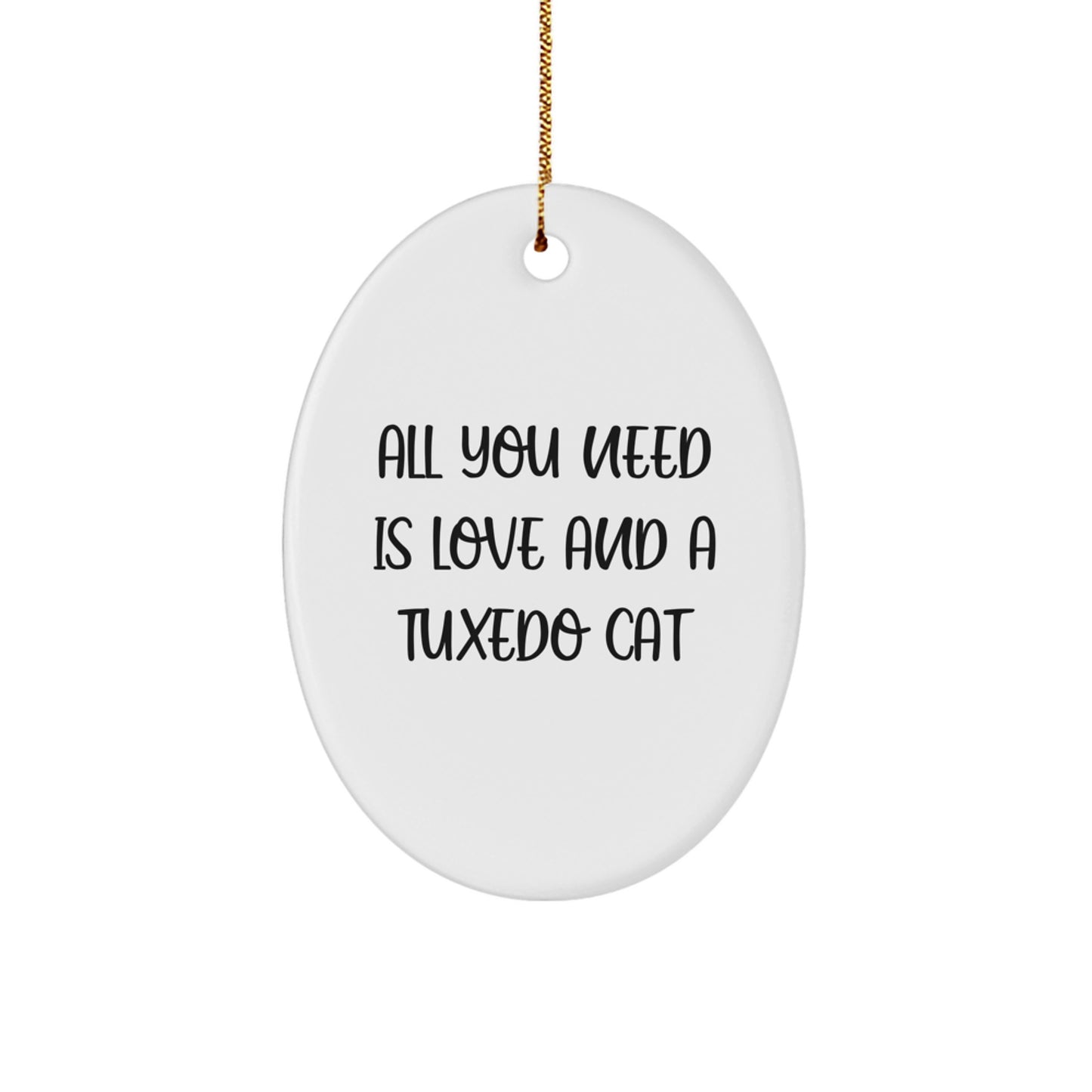 Funny Tuxedo Cat Oval Ornament Gifts from Family and Friends for Christmas Unique Presents - Image 1