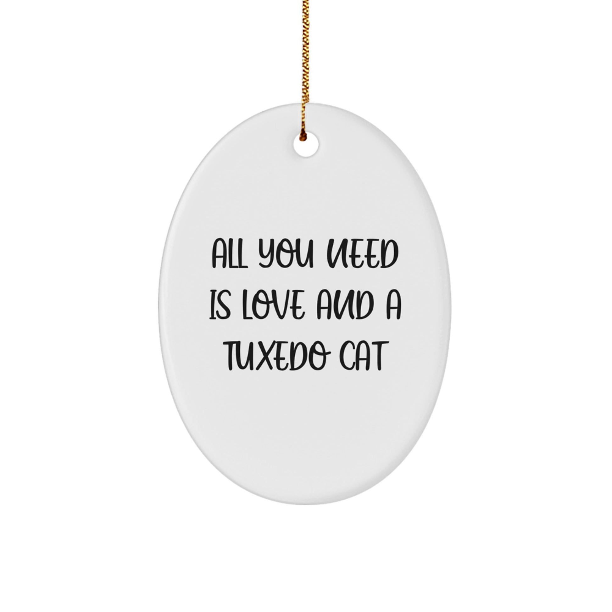 Funny Tuxedo Cat Oval Ornament Gifts from Family and Friends for Christmas Unique Presents - Image 1