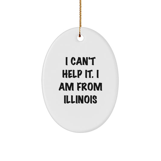 Funny Illinois Gifts from Friends, I'm From Illinois Oval Ornament for Illinois Family at Christmas, Unique Illinois Christmas Unique Gifts - Image 1