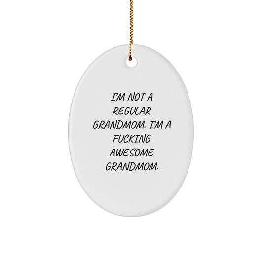 Funny Grandmom Christmas Unique Gifts for Grandma Oval Ornament, Gifts from Family, for Awesome Grandmom - Image 1
