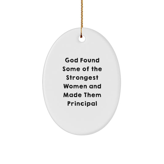 Funny Principal Gifts for Women Oval Ornament, Christmas Unique Gifts from Family, Friends, or Coworkers for Principal, School Teacher, or Administrator - Image 1