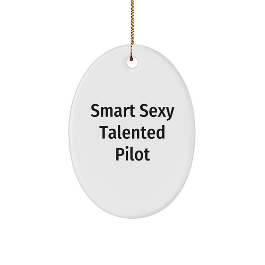 Funny Smart Sexy Talented Pilot Oval Ornament Gifts for Pilot Friends Family Christmas Decorations - Image 1