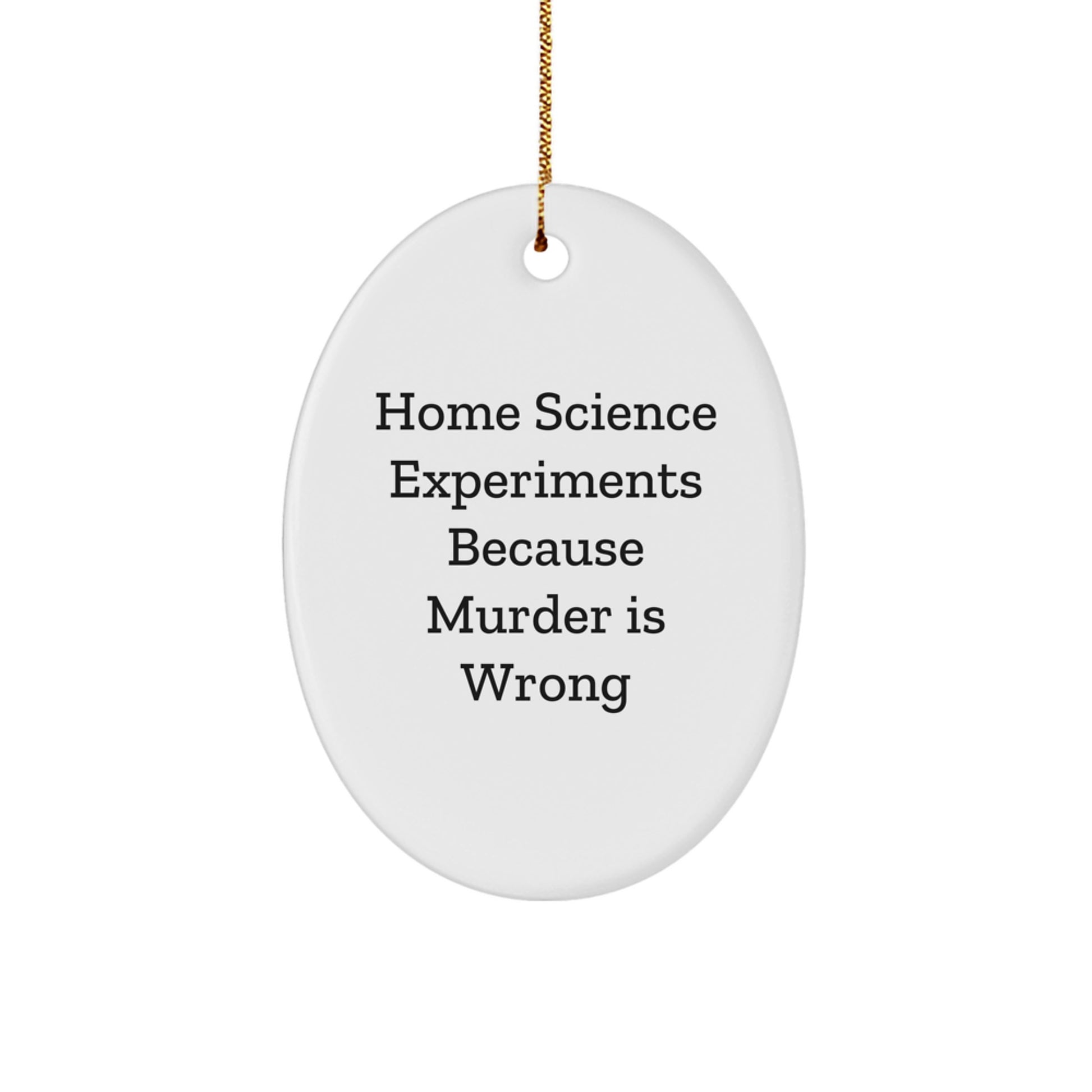 Gifts from Friends for Home Science Experiments Enthusiasts - Oval Ornament, Funny Quote, Christmas Unique Decor, Home Science Experiments Because Murder Is Wrong - Image 1