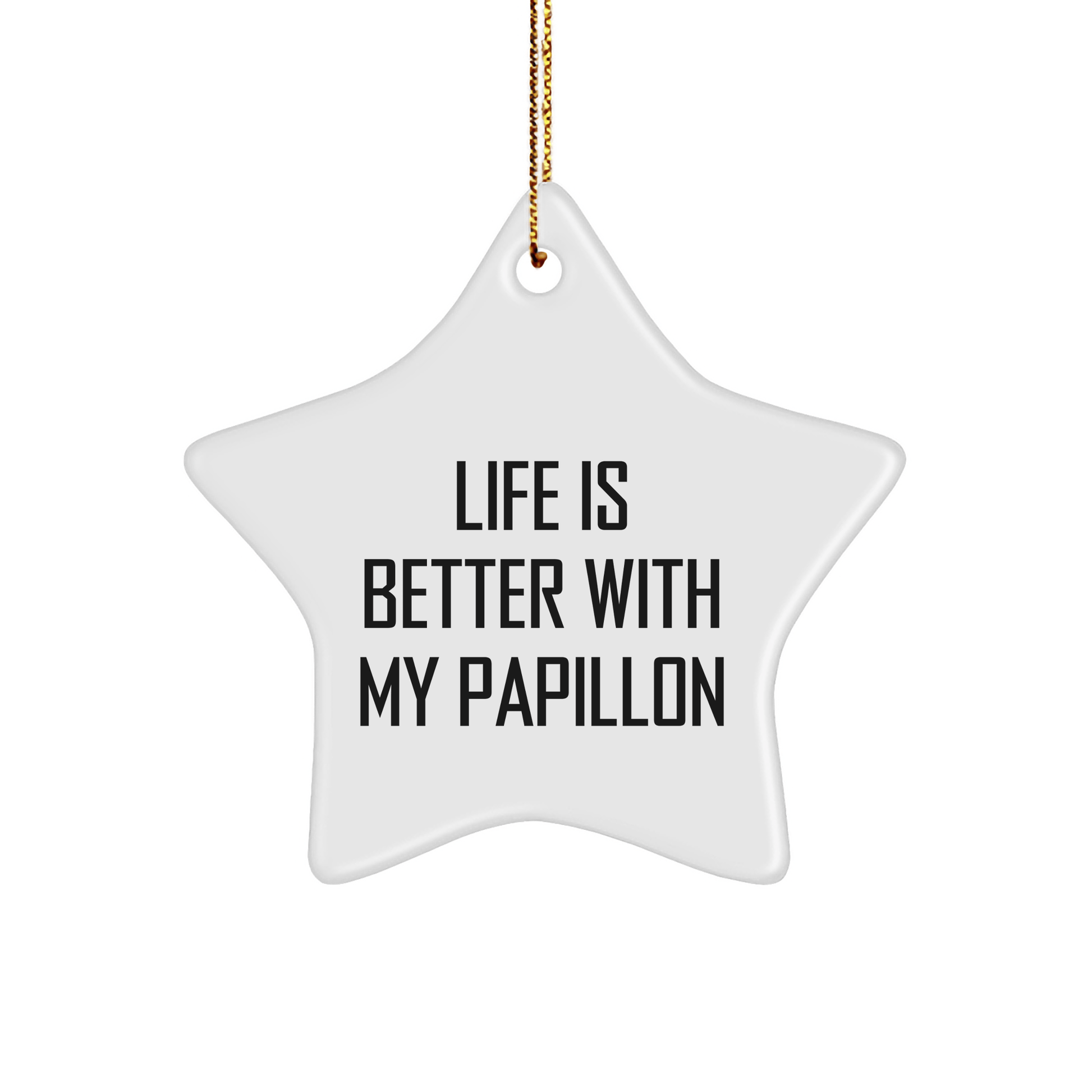 Papillon Dog Lovers Gifts from Family - Star Ornament with Funny Quote 'Life Is Better With My Papillon', Perfect Christmas Unique Gifts for Friends, Coworkers, or Family - Victory Thru Vision