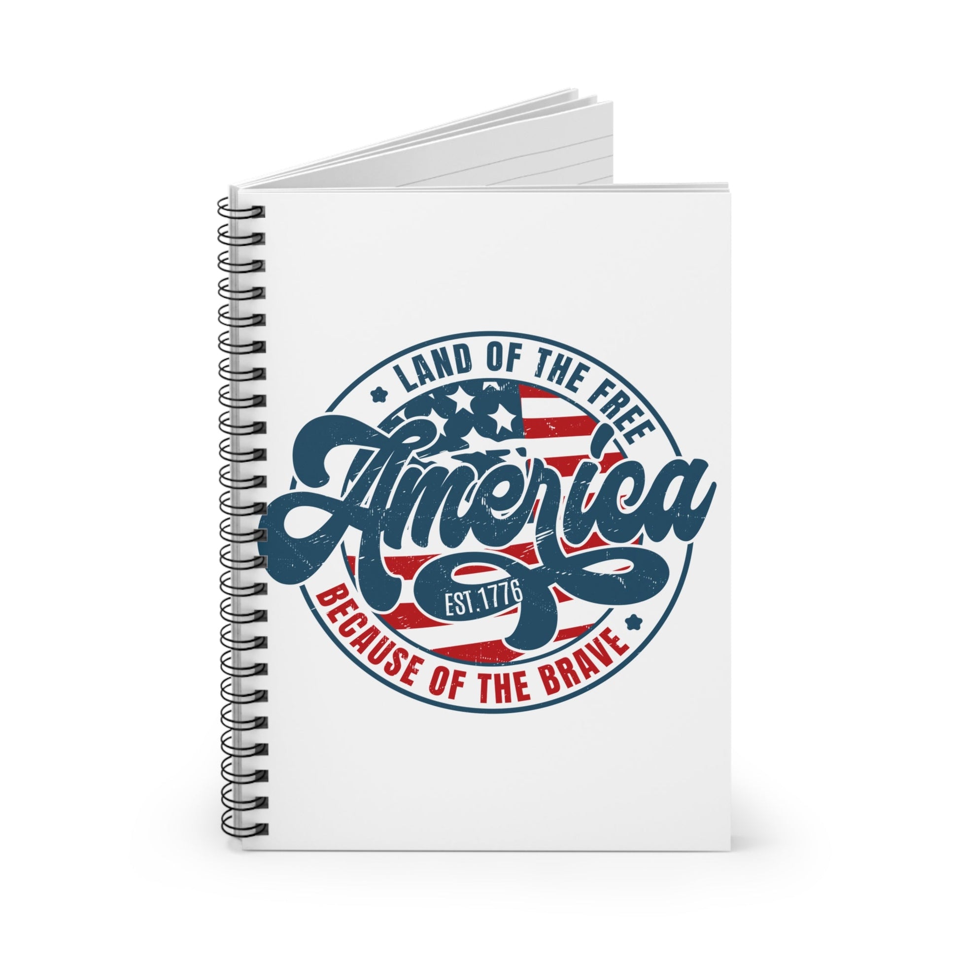 Patriotic Land Of The Free Because Of The Brave Notebook, USA Flag Journal, American Independence Day Diary, Patriotic Gift, Veterans Day Notebook - Victory Thru Vision