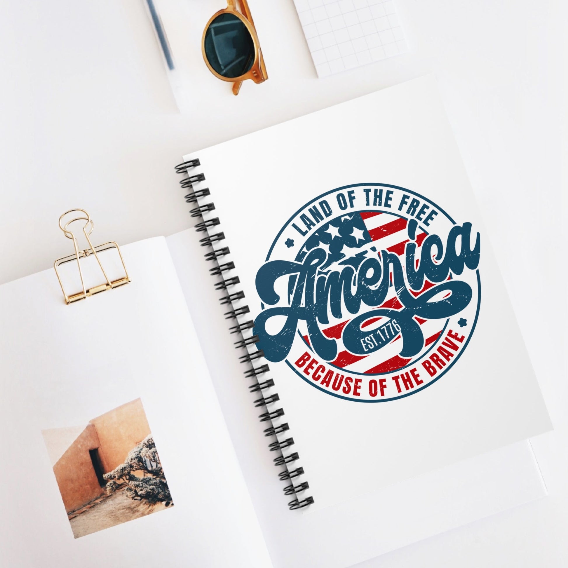 Patriotic Land Of The Free Because Of The Brave Notebook, USA Flag Journal, American Independence Day Diary, Patriotic Gift, Veterans Day Notebook - Victory Thru Vision