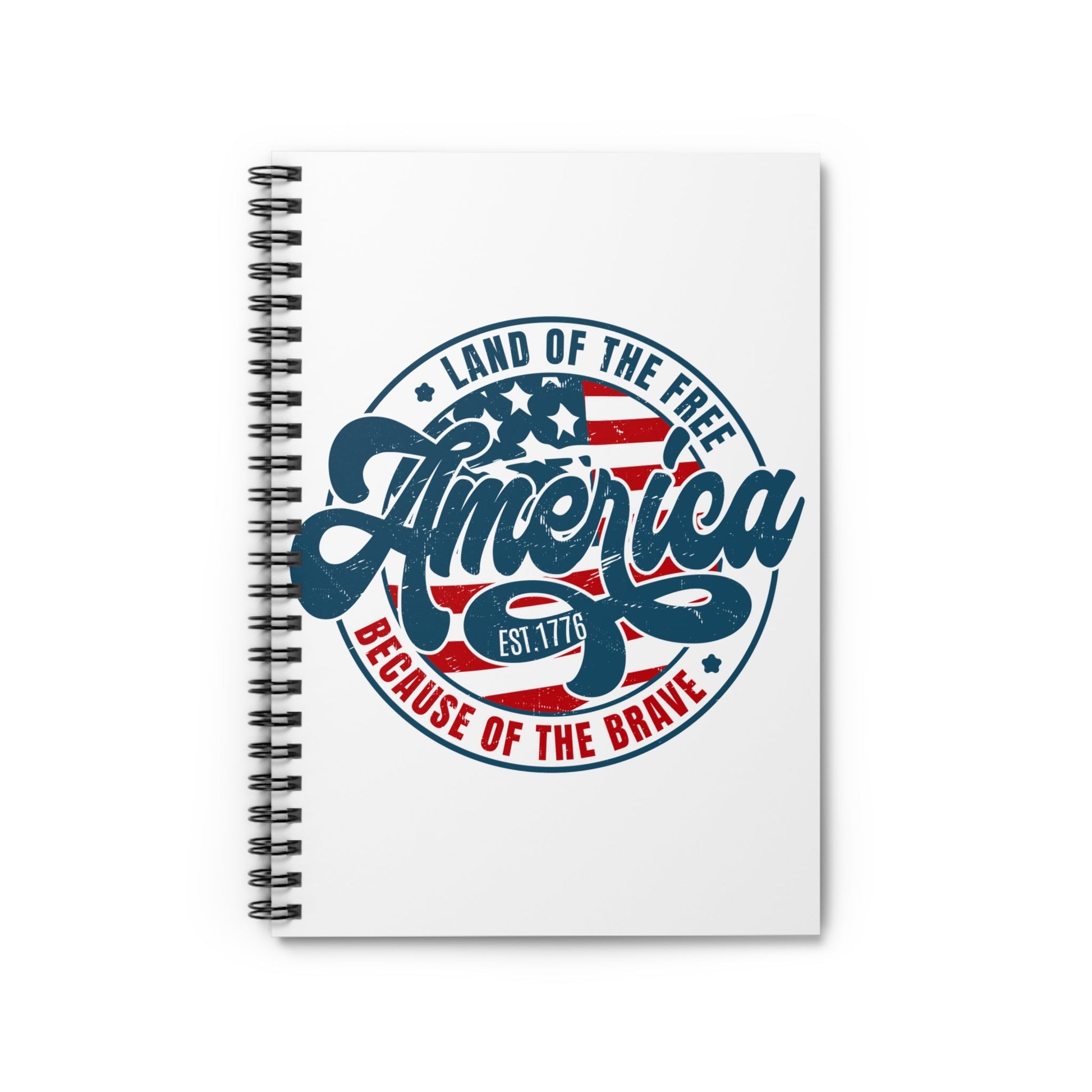Patriotic Land Of The Free Because Of The Brave Notebook, USA Flag Journal, American Independence Day Diary, Patriotic Gift, Veterans Day Notebook - Victory Thru Vision