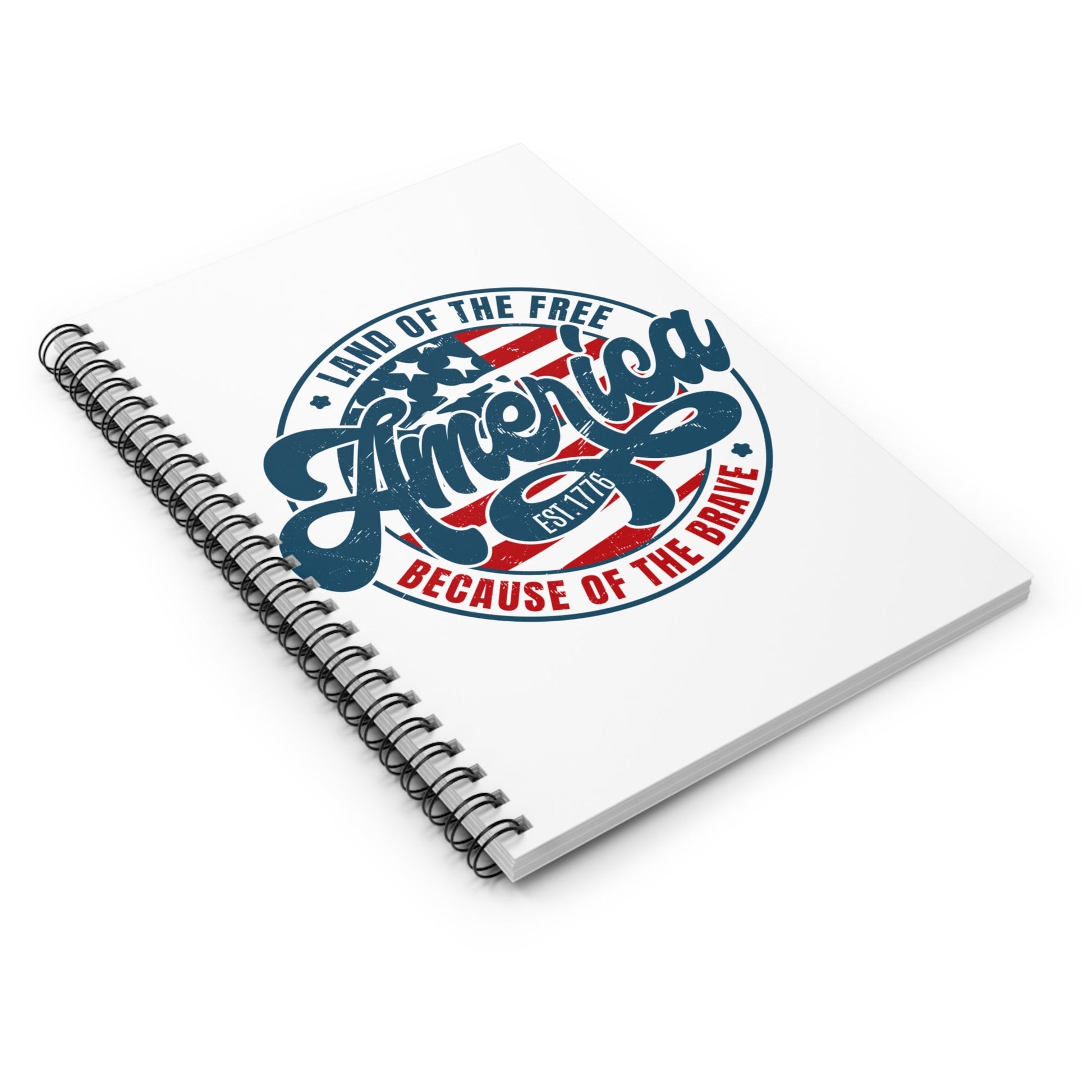 Patriotic Land Of The Free Because Of The Brave Notebook, USA Flag Journal, American Independence Day Diary, Patriotic Gift, Veterans Day Notebook - Victory Thru Vision