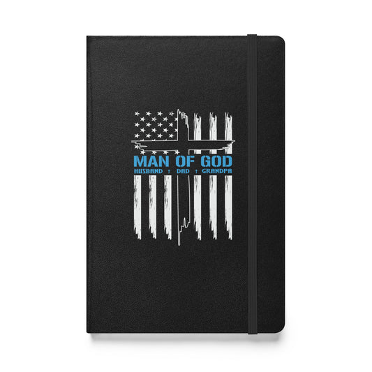 Patriotic Man of God Journal, Religious Notebook, Inspirational, Christian Notebook, American Flag, Hardcover bound notebook - Victory Thru Vision