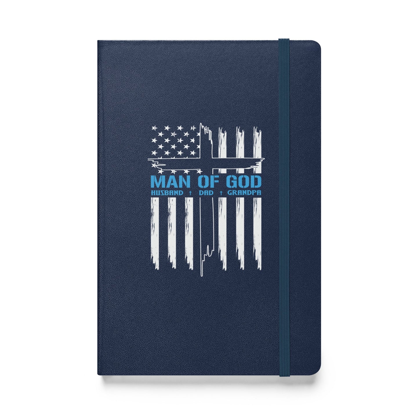 Patriotic Man of God Journal, Religious Notebook, Inspirational, Christian Notebook, American Flag, Hardcover bound notebook - Victory Thru Vision