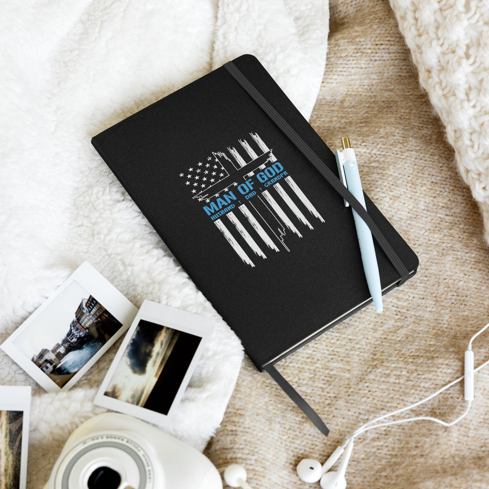 Patriotic Man of God Journal, Religious Notebook, Inspirational, Christian Notebook, American Flag, Hardcover bound notebook - Victory Thru Vision