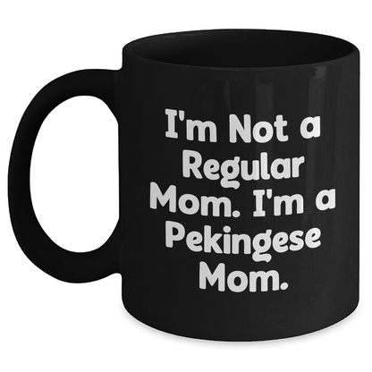 Pekingese Dog Mom Funny Graduation Gifts from Friends for Pekingese Dog Lovers Black Coffee Mug, 11oz or 15oz, Microwave and Dishwasher Safe - Victory Thru Vision