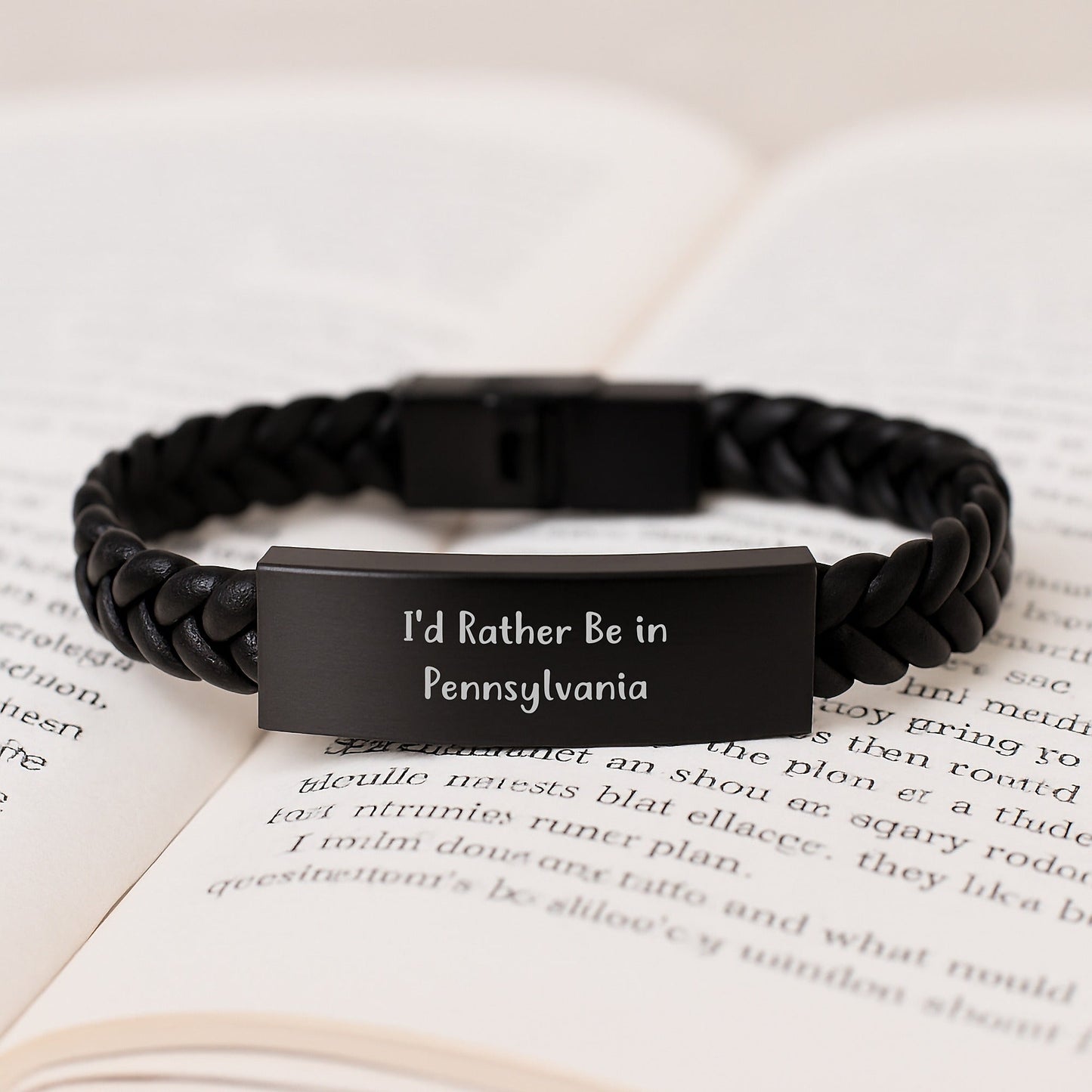 Pennsylvania Proud Interlaced Leather Bracelet, 'I'd Rather Be In Pennsylvania' Quote, Gifts from Friends to Family for Graduation - Victory Thru Vision