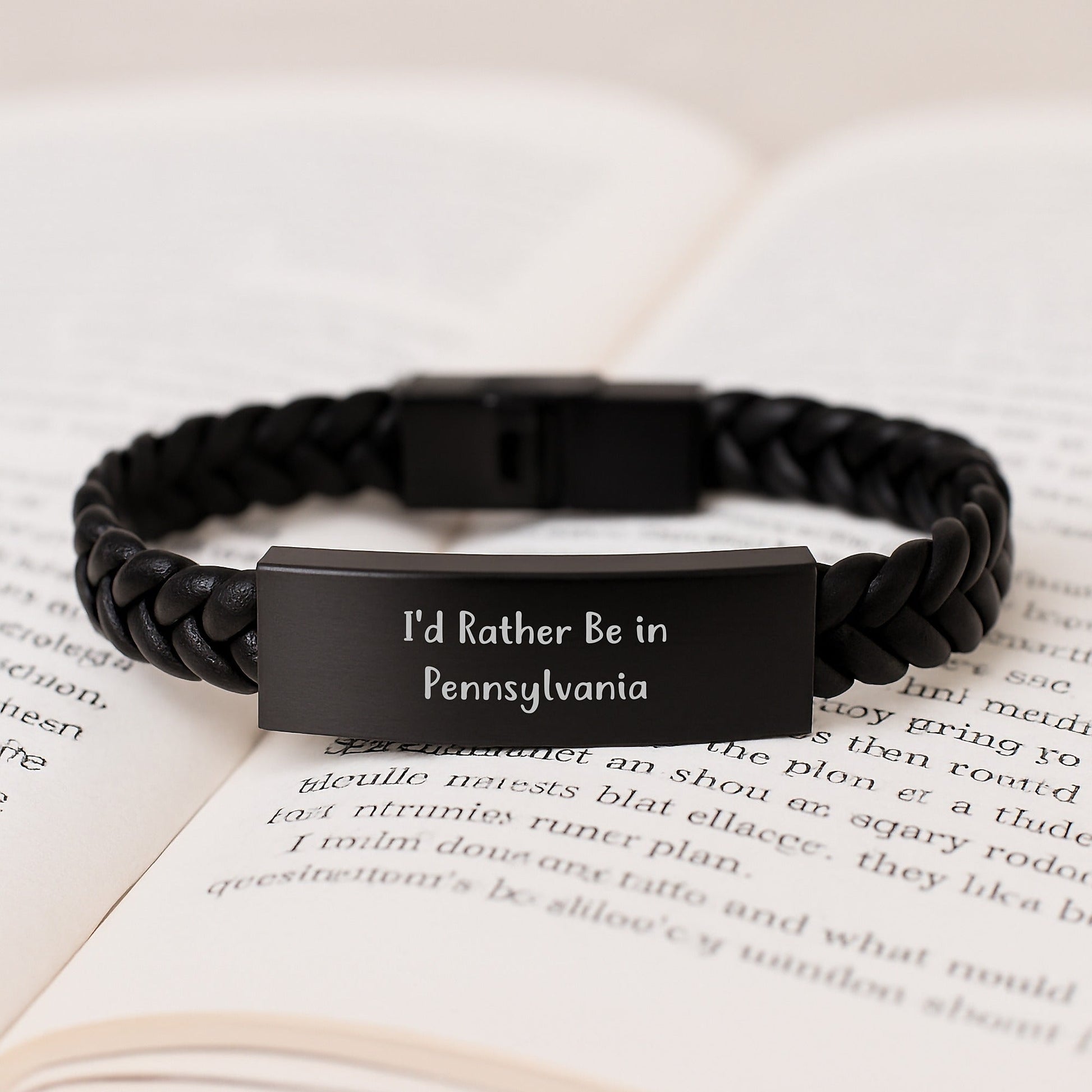 Pennsylvania Proud Interlaced Leather Bracelet, 'I'd Rather Be In Pennsylvania' Quote, Gifts from Friends to Family for Graduation - Victory Thru Vision