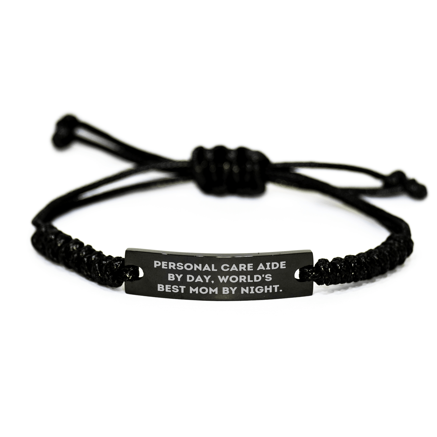 Personal Care Aide Gifts, Funny Quote Rope Bracelet, Adjustable Black Stainless Steel, Gifts from Family, Father's Day Unique Gifts for Personal Care Aide - Victory Thru Vision 