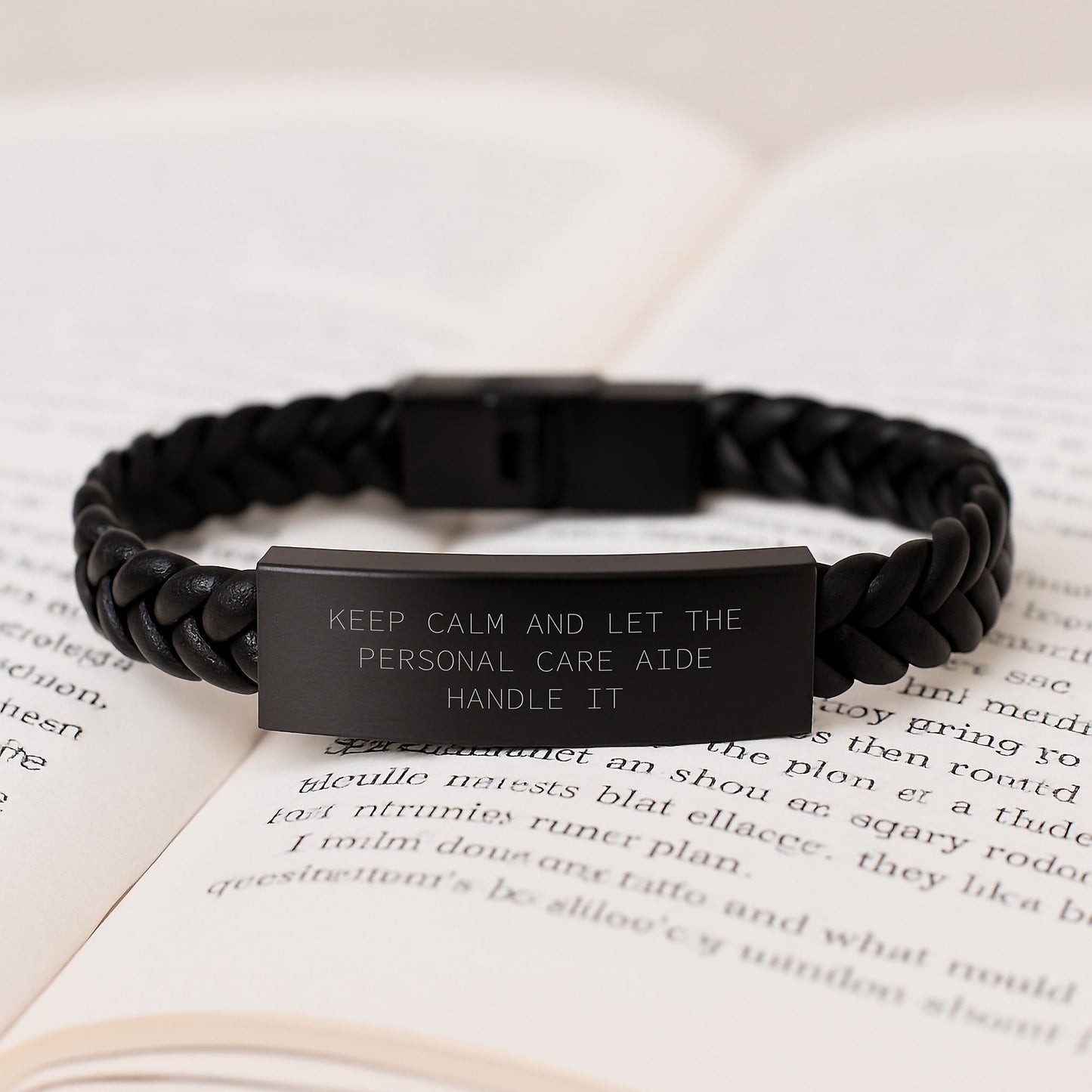 Personal Care Aide Graduation Gifts from Friends, Interlaced Leather Bracel - let, 'Keep Calm And Let The Personal Care Aide Handle It' Quote, Gifts for Personal Care Aide - Victory Thru Vision