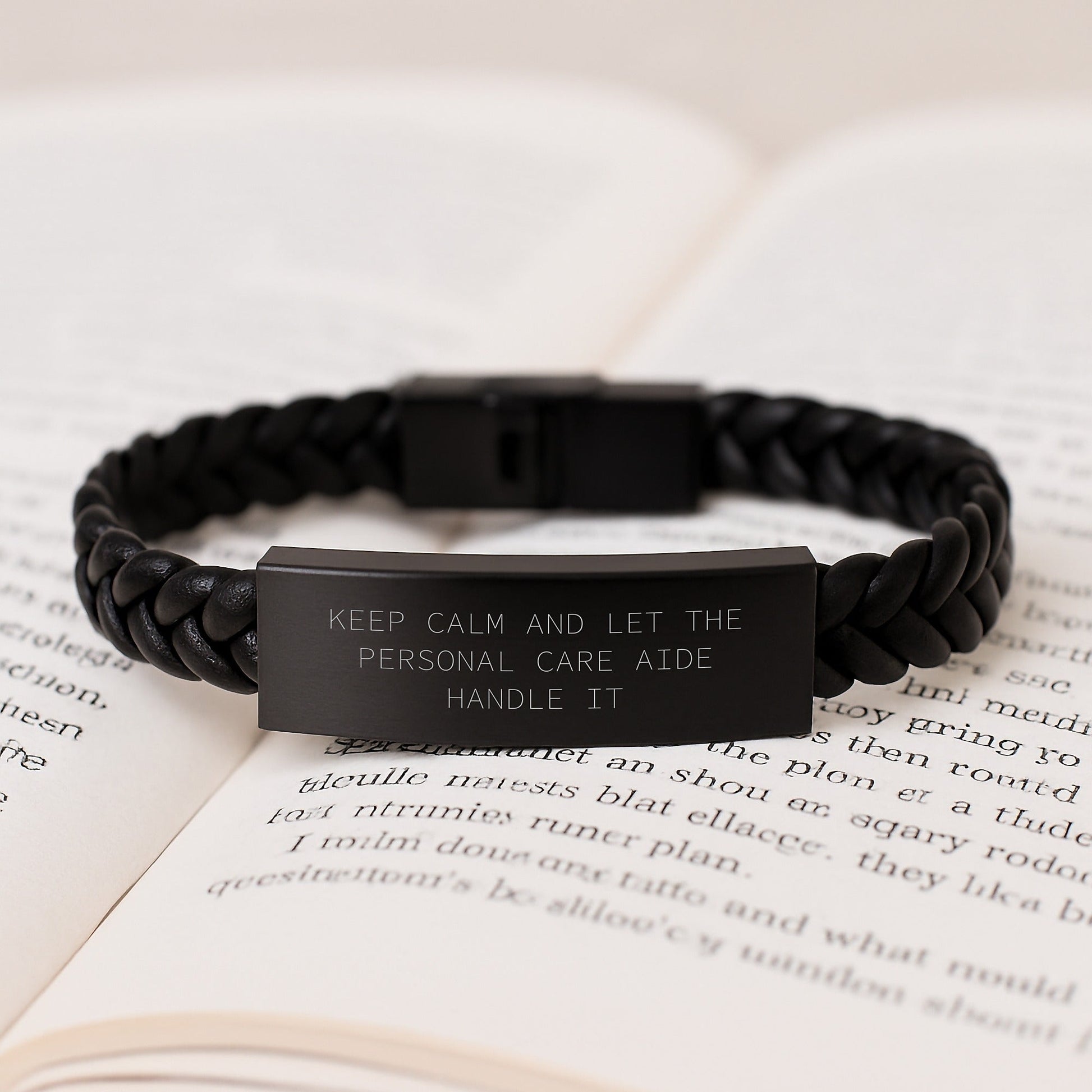 Personal Care Aide Graduation Gifts from Friends, Interlaced Leather Bracel - let, 'Keep Calm And Let The Personal Care Aide Handle It' Quote, Gifts for Personal Care Aide - Victory Thru Vision