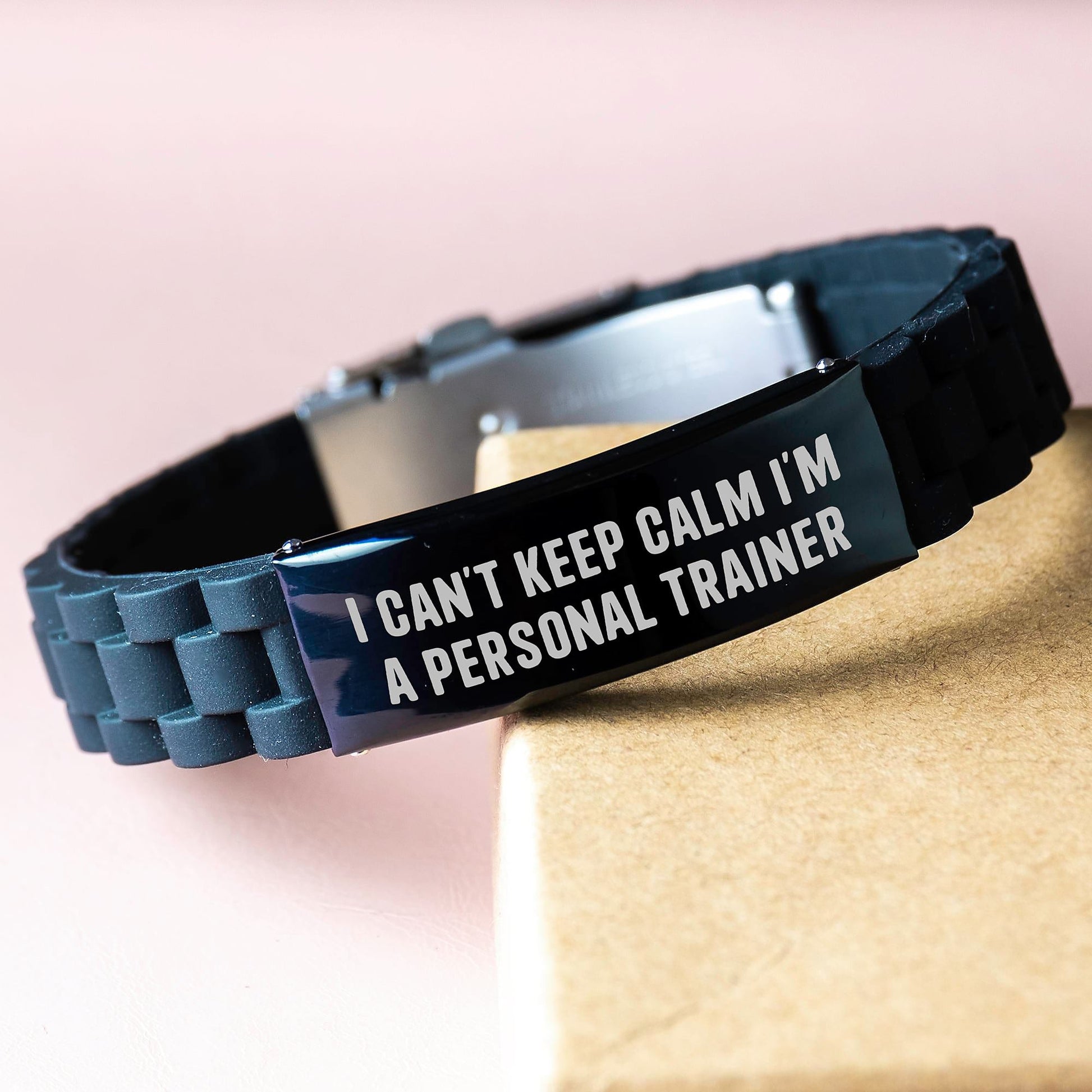 Personal Trainer Gifts, Funny Fitness Quote, Gifts from Friends to Personal Trainers, Adjustable Glide lock Clasp Black Stainless Steel Silicone Graduation Unique Gifts - Victory Thru Vision