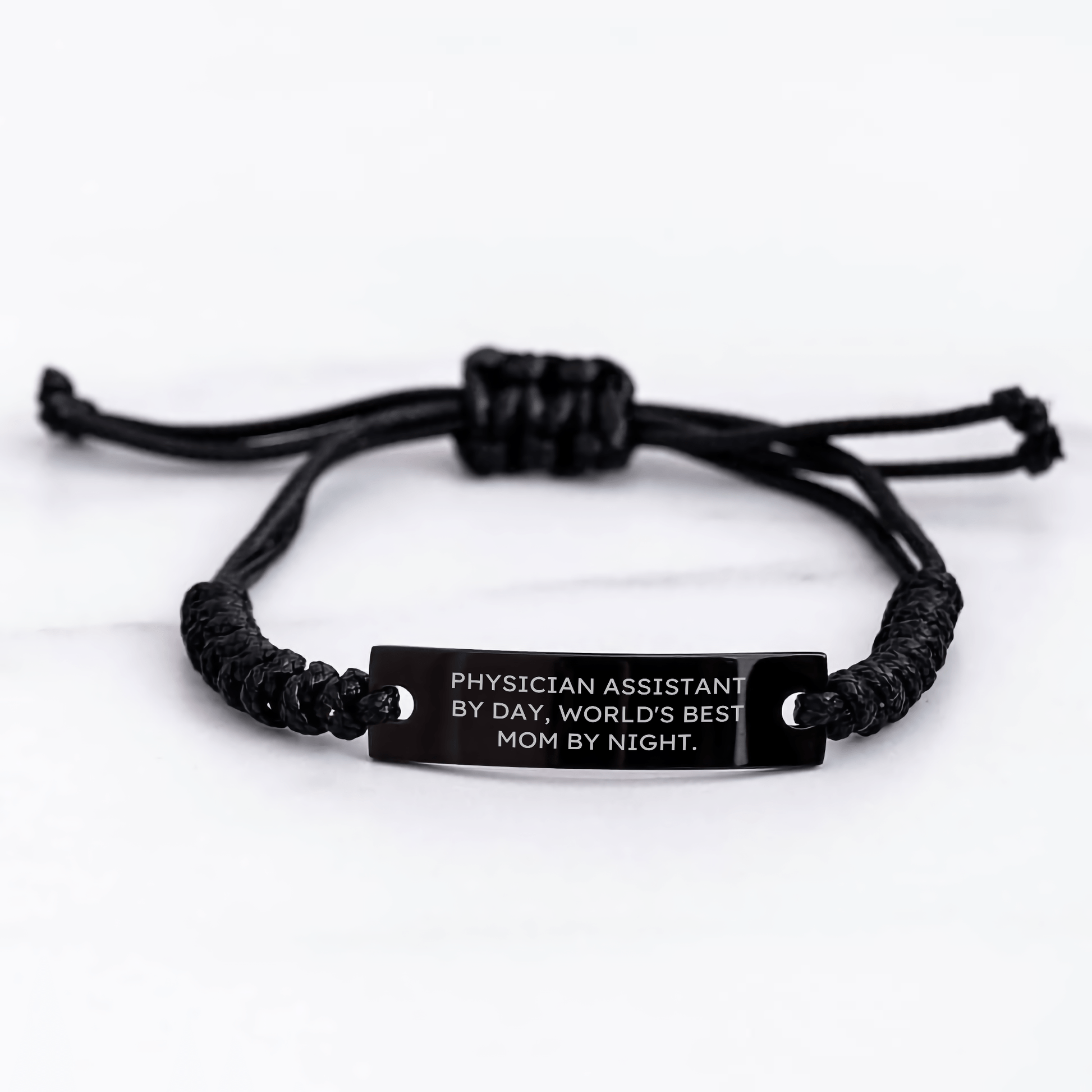 Physician Assistant Gifts from Mom: 'By Day, World's Best Mom By Night' Rope Bracelet, Adjustable Graduation Unique Gifts for Physician Assistant Friends and Family - Victory Thru Vision