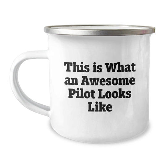 Pilot Gifts from Friends and Family, Inspirational Camping Mug for Graduation, 'This Is What An Awesome Pilot Looks Like' Quote, Unique Gifts for Pilot Enthusiasts - Victory Thru Vision