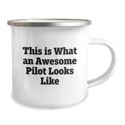 Pilot Gifts from Friends and Family, Inspirational Camping Mug for Graduation, 'This Is What An Awesome Pilot Looks Like' Quote, Unique Gifts for Pilot Enthusiasts - Victory Thru Vision