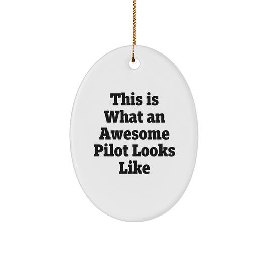 Pilot Gifts from Friends and Family - This Is What An Awesome Pilot Looks Like Oval Ornament for Christmas - Victory Thru Vision