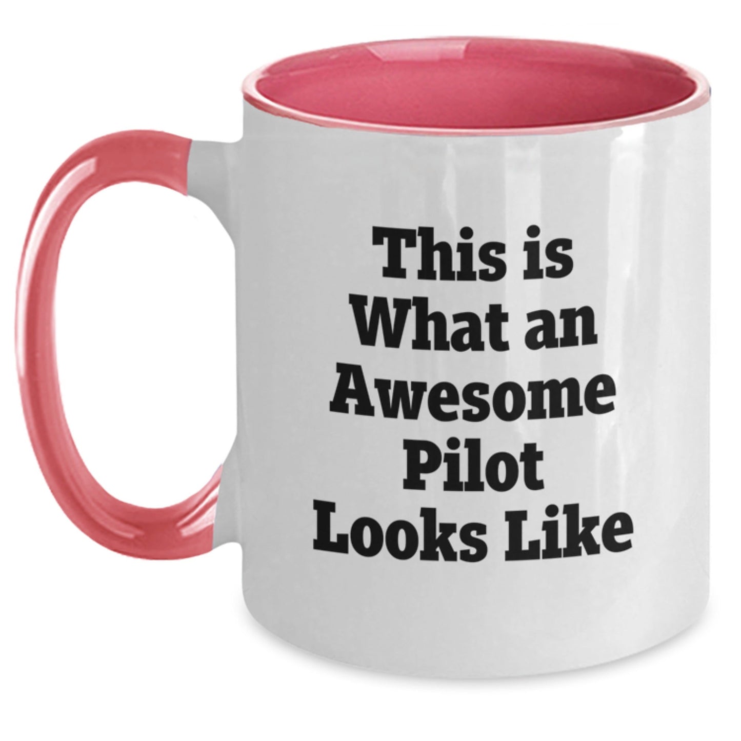 Pilot Gifts from Men - Two Tone Coffee Mug with Inspirational Quote 'This Is What An Awesome Pilot Looks Like' for Graduation - Victory Thru Vision