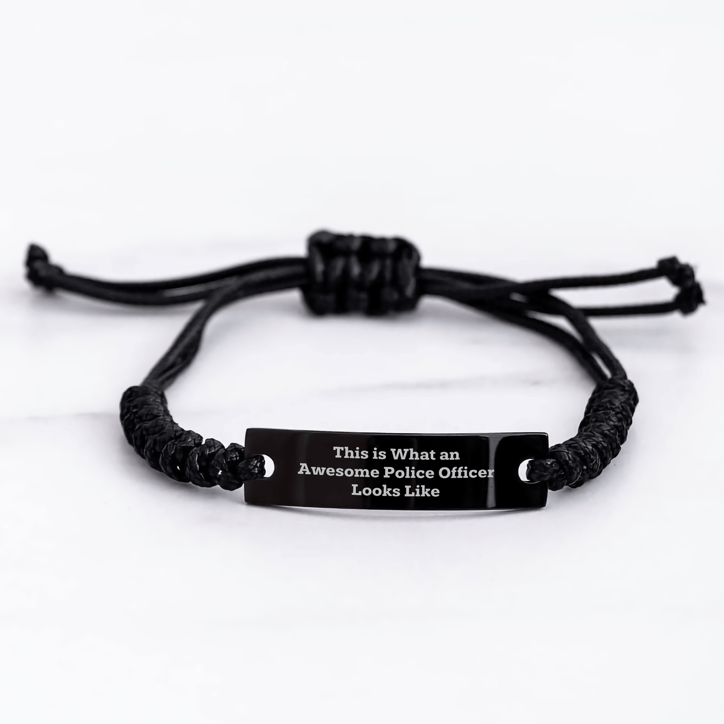 Police Officer Gifts from Men - Inspirational Rope Bracelet for Father's Day, 'This Is What An Awesome Police Officer Looks Like' - Victory Thru Vision 