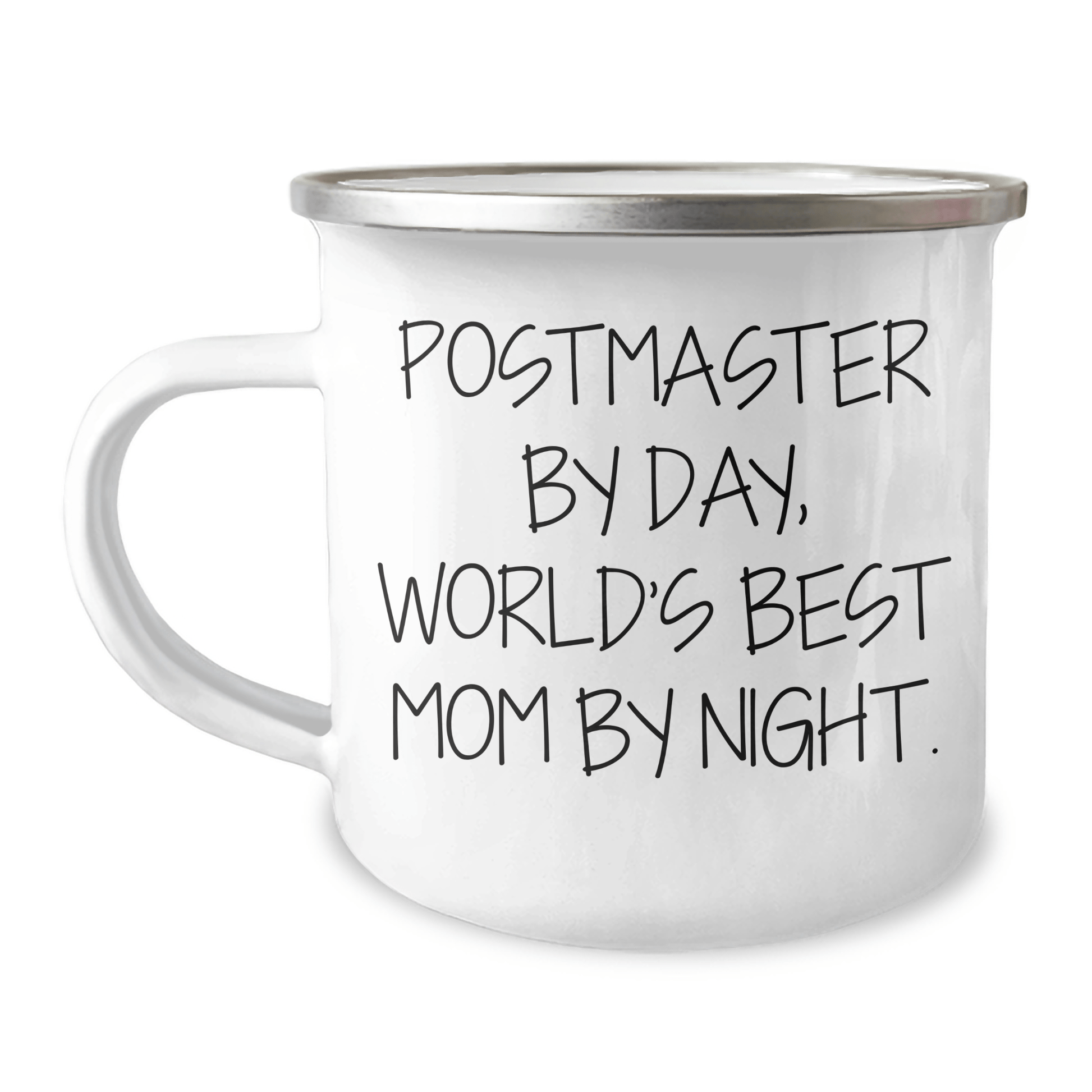 Postmaster Gifts from Mom By Night, Funny Camping Mug for Graduation, Enamel Finish, 12 oz Capacity - Victory Thru Vision