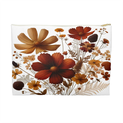 Pressed Flowers Accessory Pouch, Floral Makeup Bag, Botanical Zipper Case, Cosmetic Organizer, Gift for Nature Lover - Victory Thru Vision 