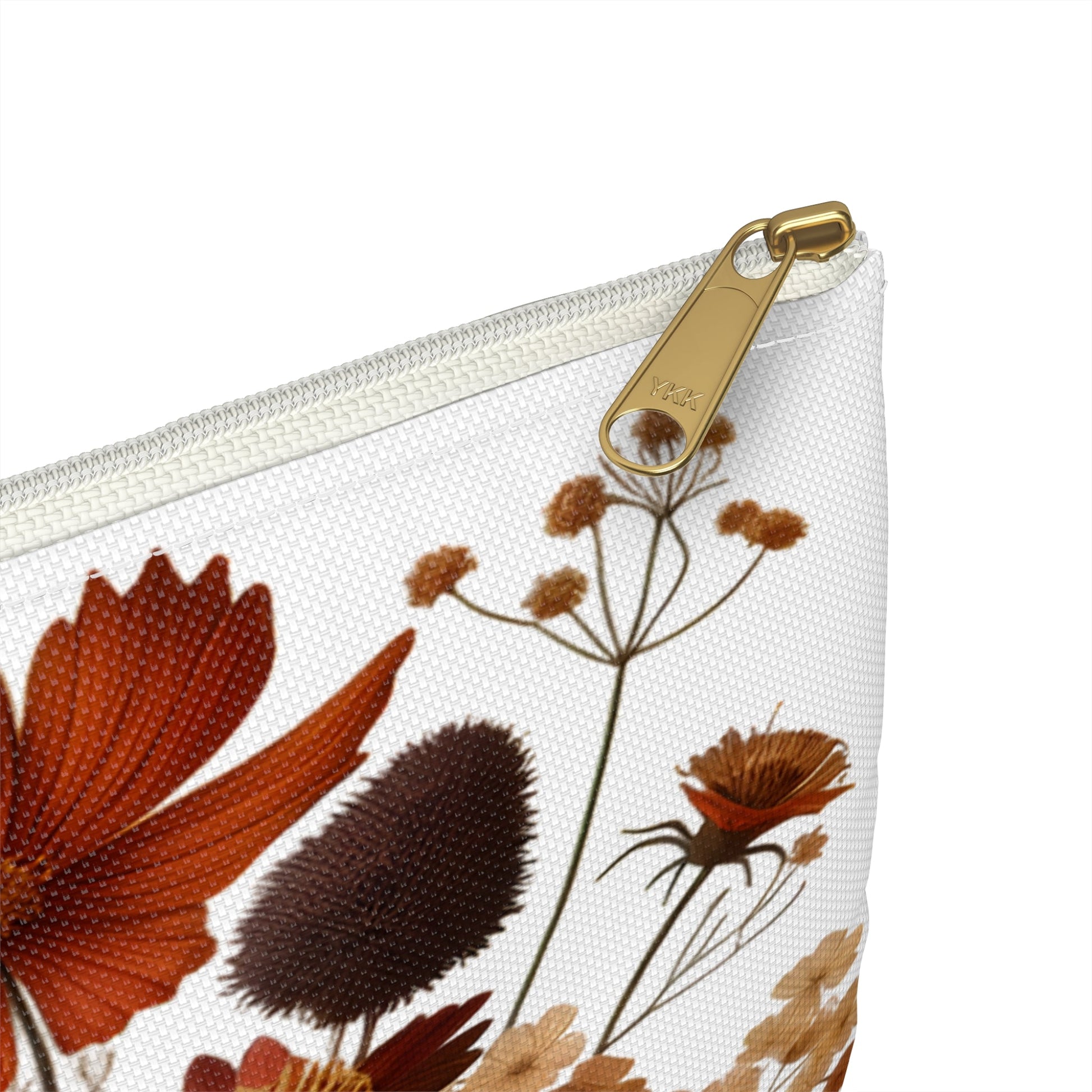 Pressed Flowers Accessory Pouch, Floral Makeup Bag, Botanical Zipper Case, Cosmetic Organizer, Gift for Nature Lover - Victory Thru Vision 