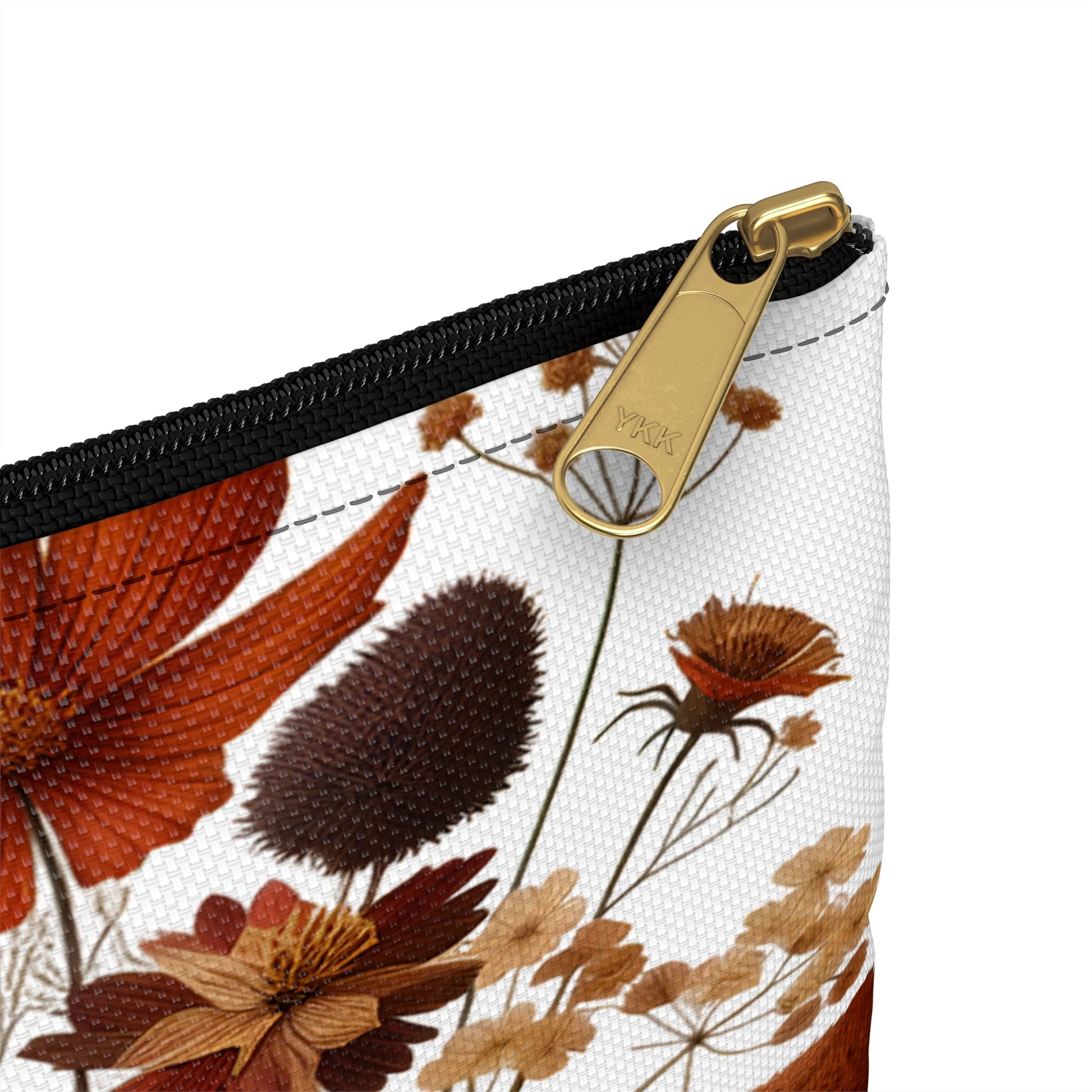 Pressed Flowers Accessory Pouch, Floral Makeup Bag, Botanical Zipper Case, Cosmetic Organizer, Gift for Nature Lover - Victory Thru Vision 