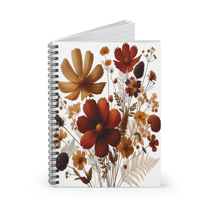 Pressed Flowers Spiral Notebook, Botanical Journal, Ruled Line Notebook, Nature Lover Gift, Floral Diary - Victory Thru Vision