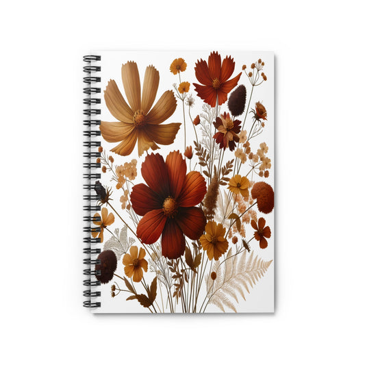 Pressed Flowers Spiral Notebook, Botanical Journal, Ruled Line Notebook, Nature Lover Gift, Floral Diary - Victory Thru Vision