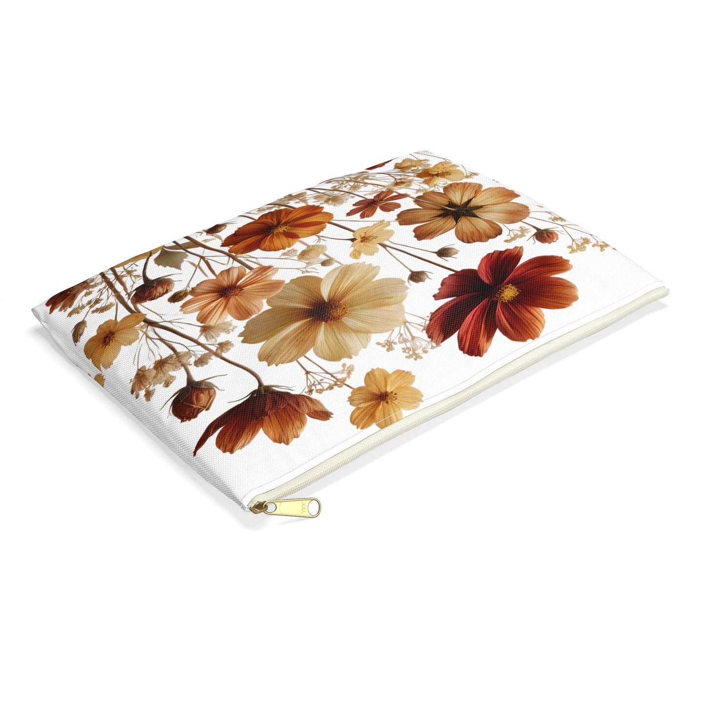 Pressed Wildflowers Accessory Pouch, Floral Makeup Bag, Botanical Zipper Pouch, Small Travel Organizer, Gift for Gardeners - Victory Thru Vision 