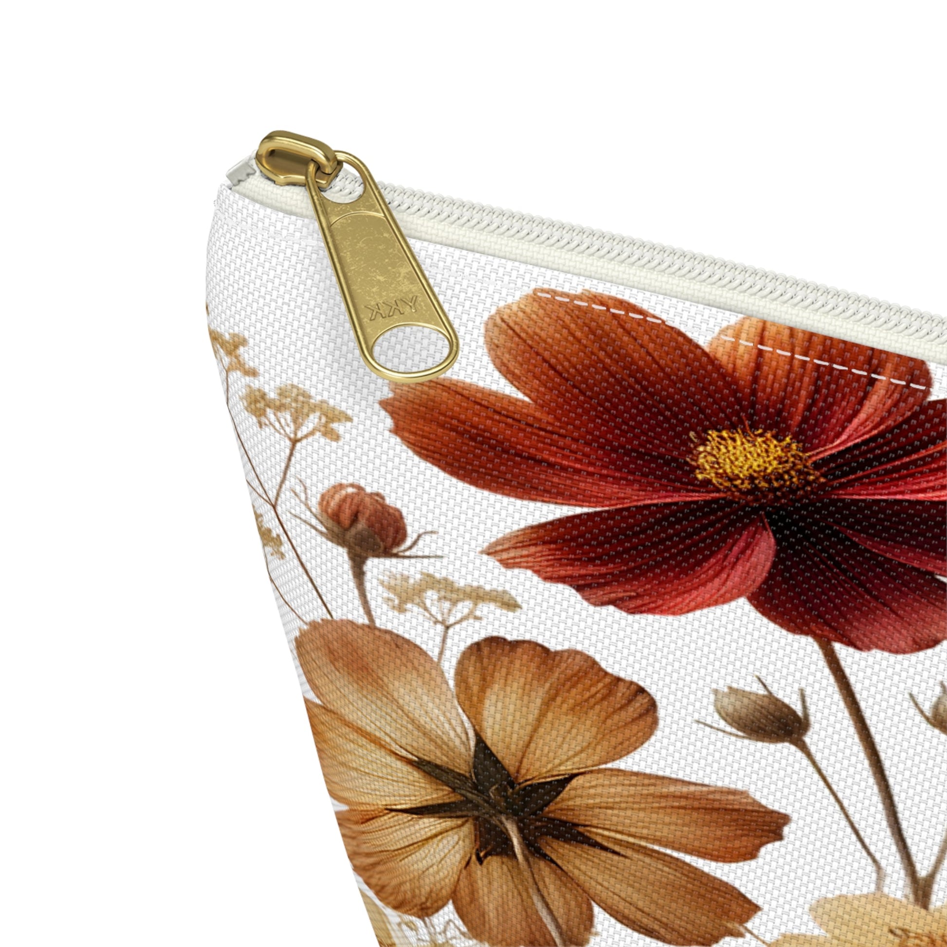 Pressed Wildflowers Design, Floral Makeup Bag, Botanical Toiletry Bag, Gift for Nature Lover, Accessory Pouch - Victory Thru Vision 