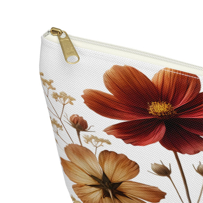 Pressed Wildflowers Design, Floral Makeup Bag, Botanical Toiletry Bag, Gift for Nature Lover, Accessory Pouch - Victory Thru Vision 