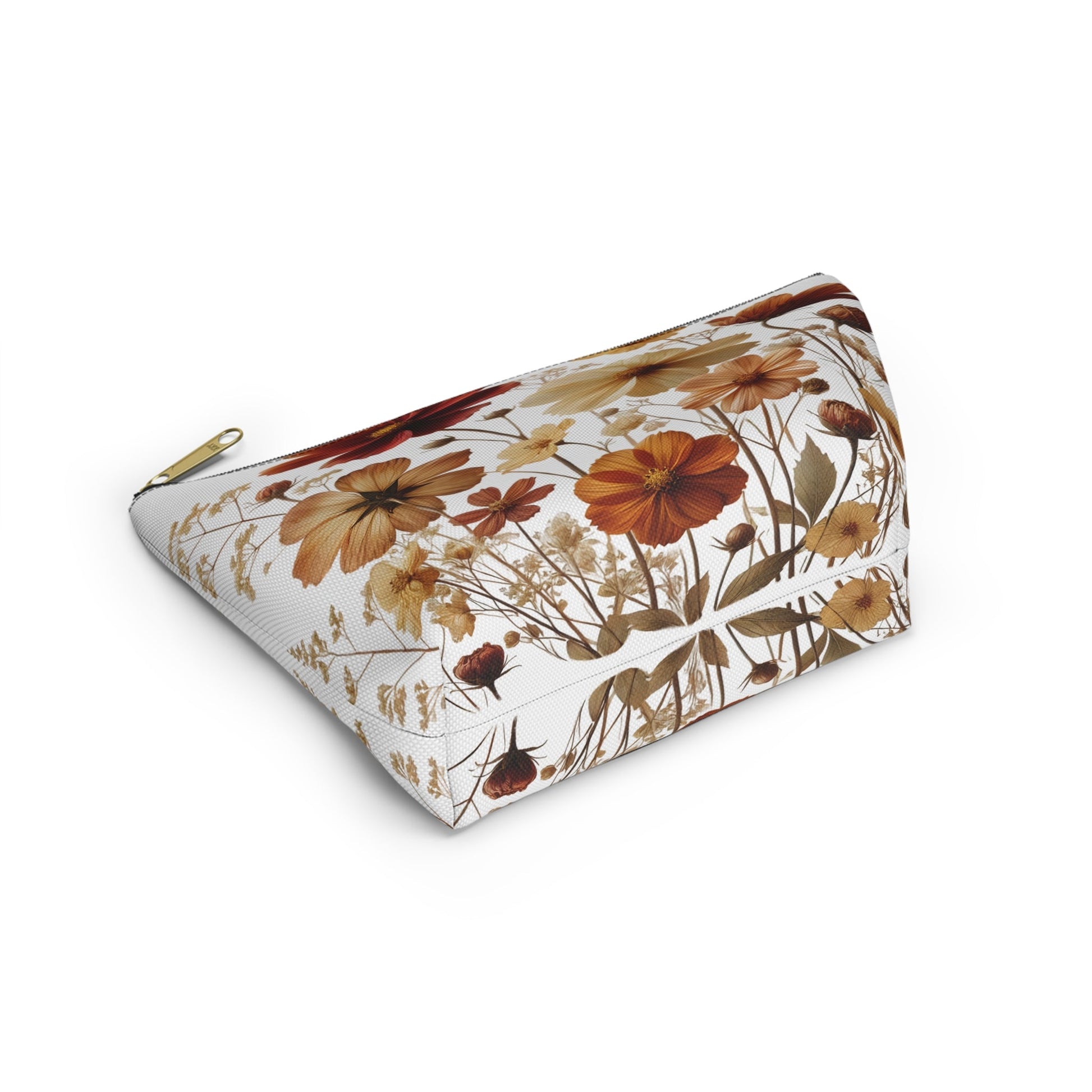 Pressed Wildflowers Design, Floral Makeup Bag, Botanical Toiletry Bag, Gift for Nature Lover, Accessory Pouch - Victory Thru Vision 