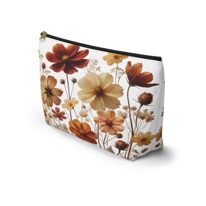 Pressed Wildflowers Design, Floral Makeup Bag, Botanical Toiletry Bag, Gift for Nature Lover, Accessory Pouch - Victory Thru Vision 