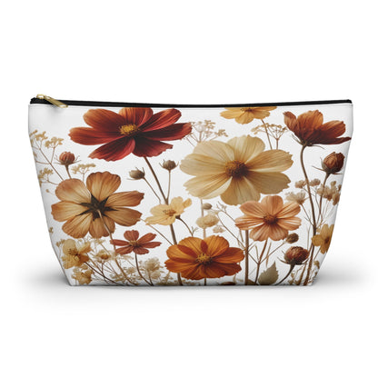 Pressed Wildflowers Design, Floral Makeup Bag, Botanical Toiletry Bag, Gift for Nature Lover, Accessory Pouch - Victory Thru Vision 
