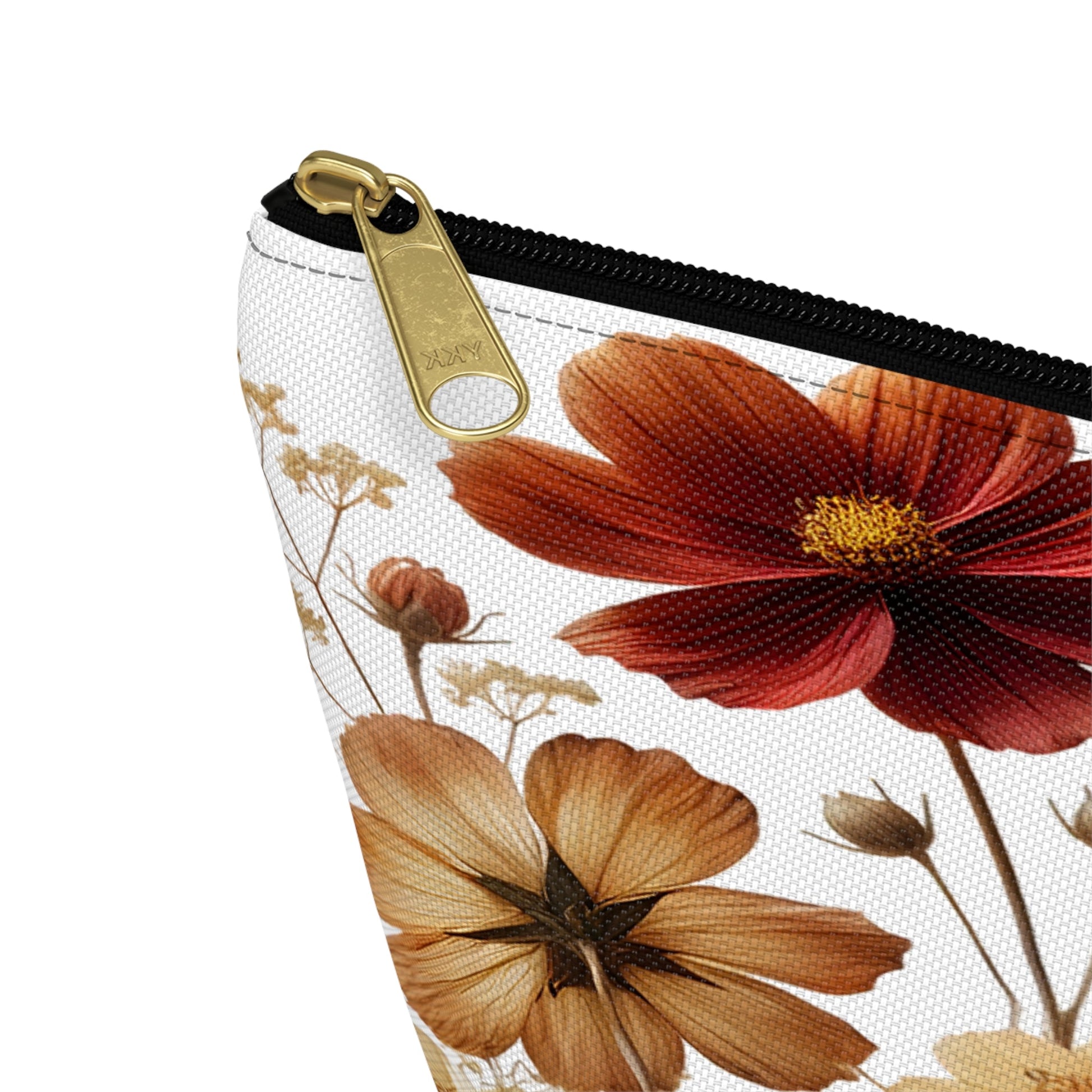 Pressed Wildflowers Design, Floral Makeup Bag, Botanical Toiletry Bag, Gift for Nature Lover, Accessory Pouch - Victory Thru Vision 