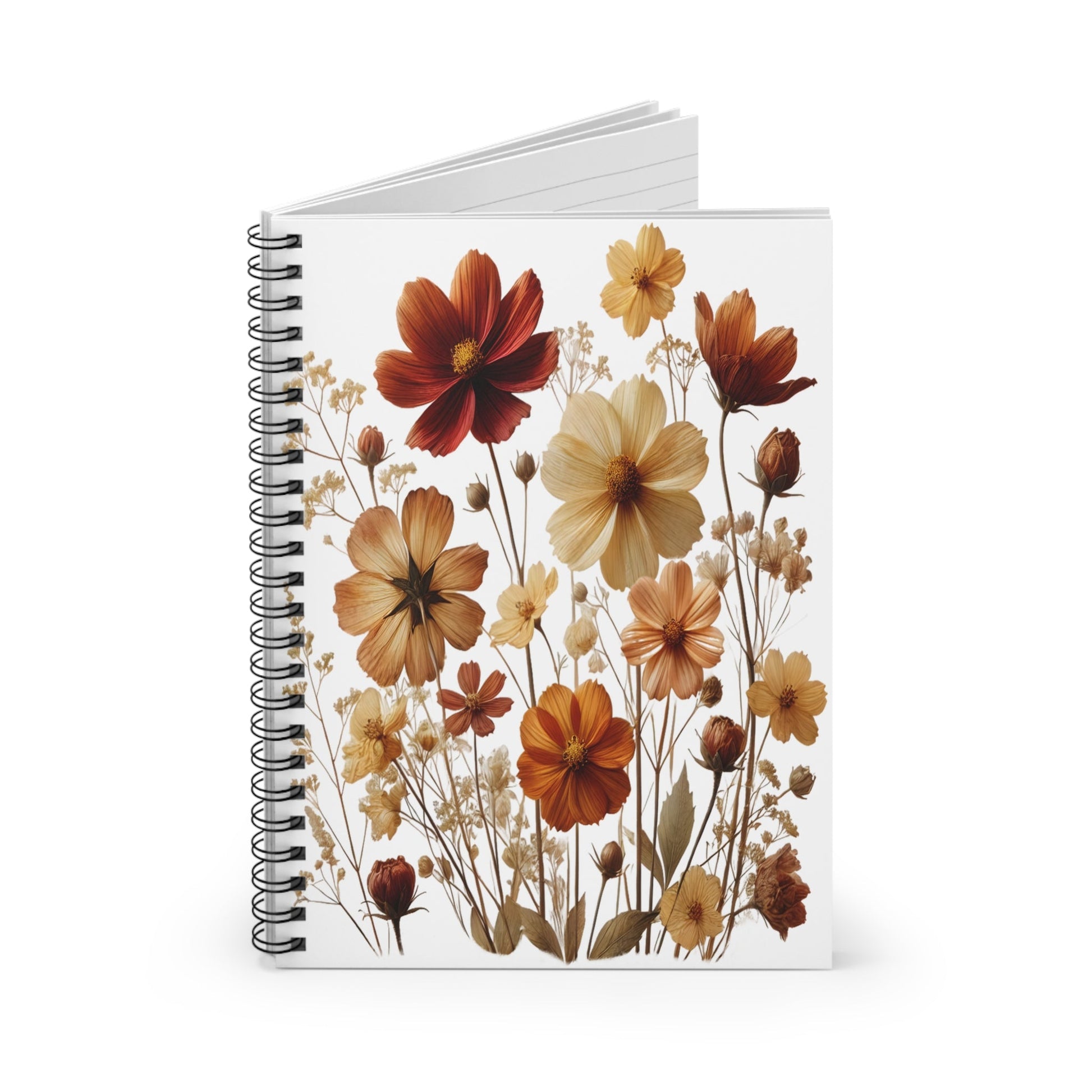 Pressed Wildflowers Spiral Notebook - Ruled Line, Wildflower Journal, Botanical Notebook, Nature Lover Gift, Floral Diary - Victory Thru Vision