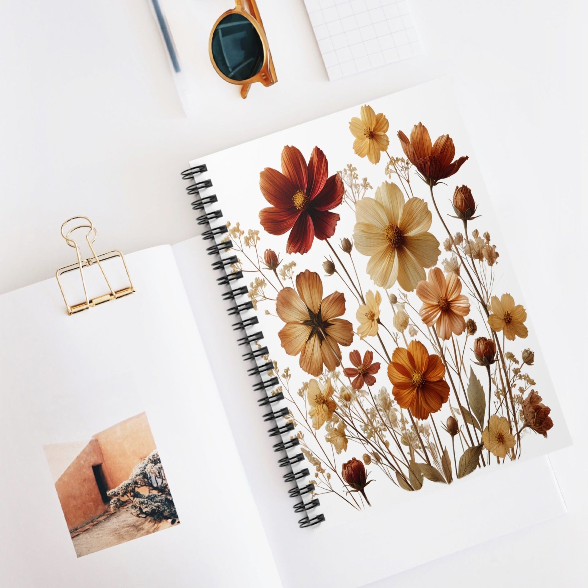 Pressed Wildflowers Spiral Notebook - Ruled Line, Wildflower Journal, Botanical Notebook, Nature Lover Gift, Floral Diary - Victory Thru Vision