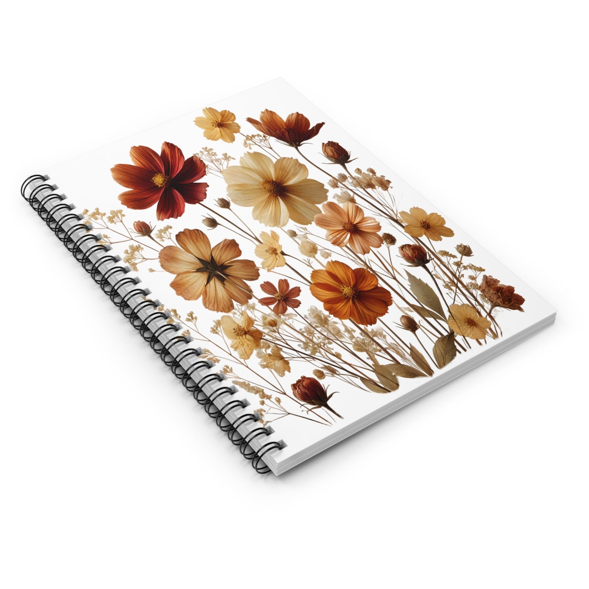 Pressed Wildflowers Spiral Notebook - Ruled Line, Wildflower Journal, Botanical Notebook, Nature Lover Gift, Floral Diary - Victory Thru Vision