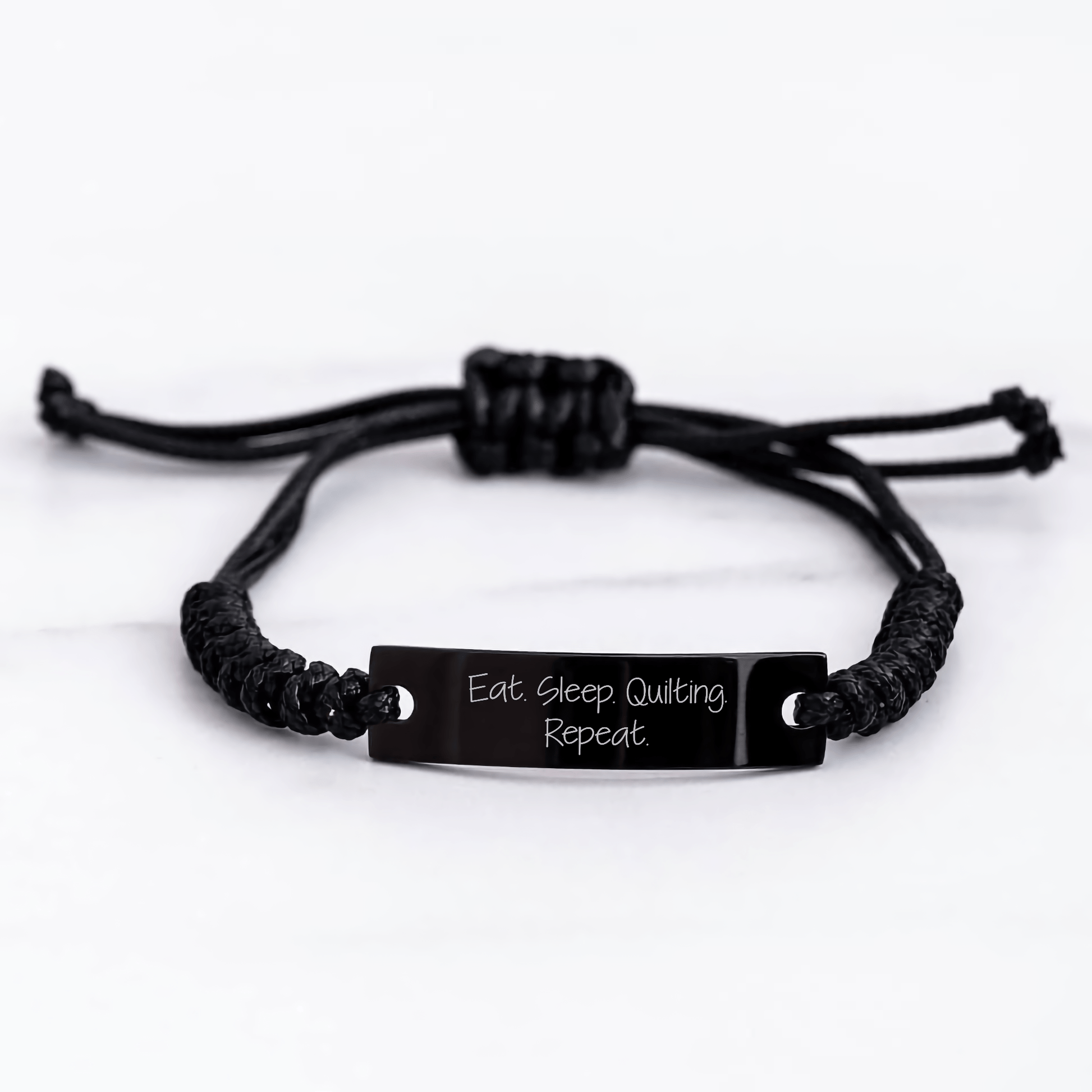 Quilting Enthusiasts' Delight, Eat. Sleep. Quilting. Repeat. Rope Bracelet for Men and Women, Father's Day Unique Gifts from Friends - Victory Thru Vision 
