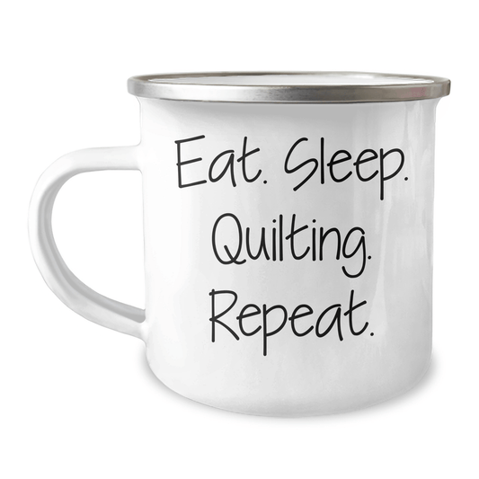 Quilting Gifts for Dad - Eat. Sleep. Quilting. Repeat. Camping Mug for Father's Day from Family - Victory Thru Vision 