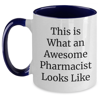 Quirky Pharmacist Gifts from Friends, Funny Two Tone Coffee Mugs for Graduation, 'This Is What An Awesome Pharmacist Looks Like' Quote, Gifts for Pharmacist, Men, Women, Family - Victory Thru Vision