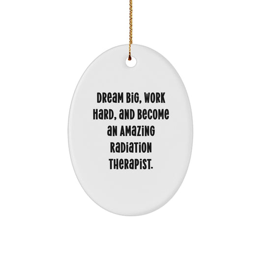 Radiation Therapist Gifts from Friends, Inspirational Oval Ornament for Christmas, 'Dream Big, Work Hard, And Become An Amazing Radiation Therapist.' Quote, Gifts for Radiation Therapist - Victory Thru Vision